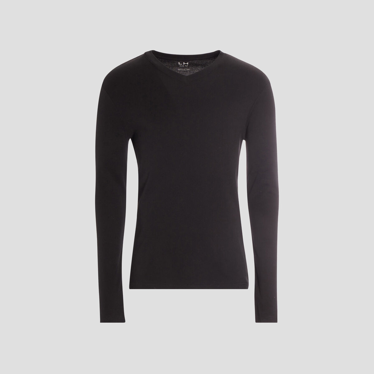 T-shirt manches longues col V noir homme