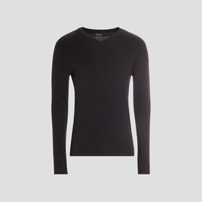 t shirt manches longues col v noir homme T-shirt manches longues col V noir homme