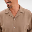 Chemise col cubain manches courtes taupe homme