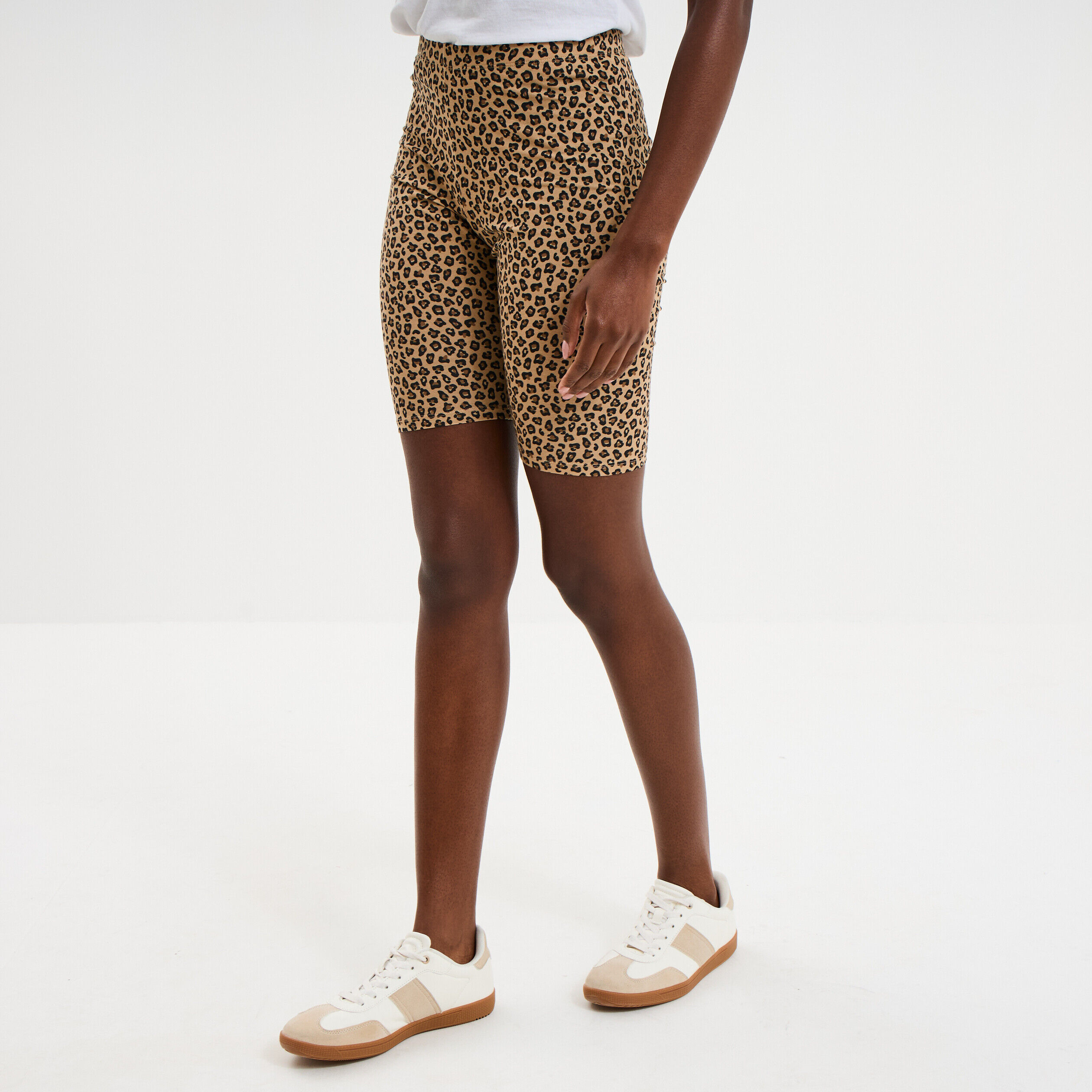Short cycliste coton stretch beige femme