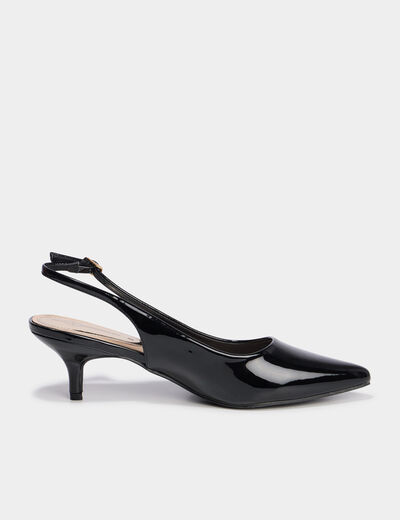 Escarpins vernis &agrave; talons noir femme
