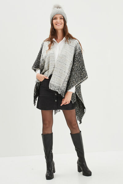 Poncho avec franges multicolore femme
