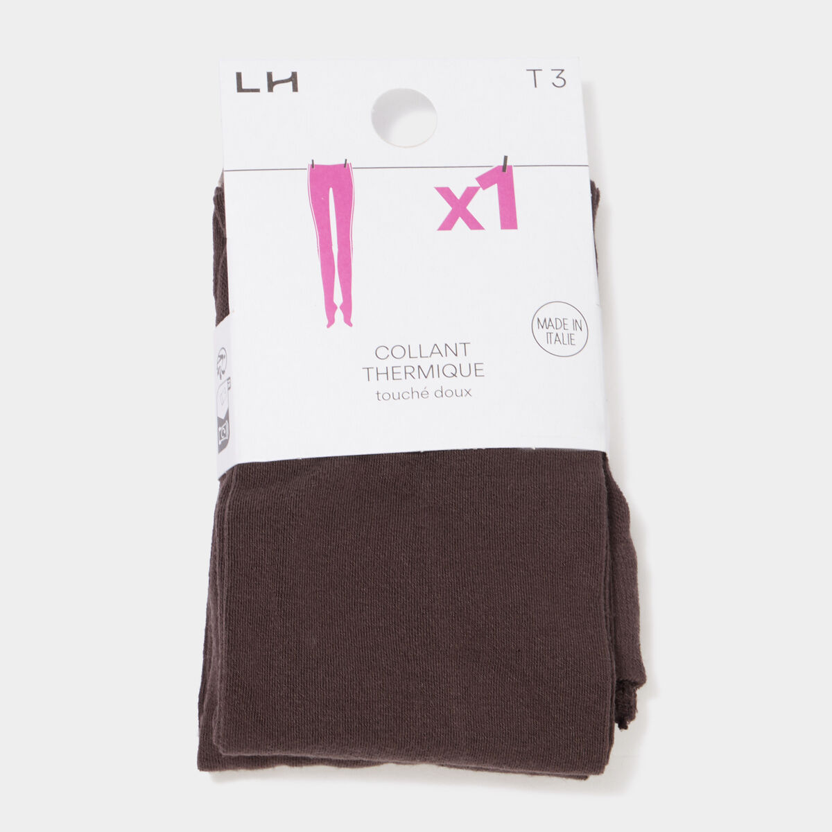 Collant thermique touch&eacute; doux marron fonc&eacute; femme
