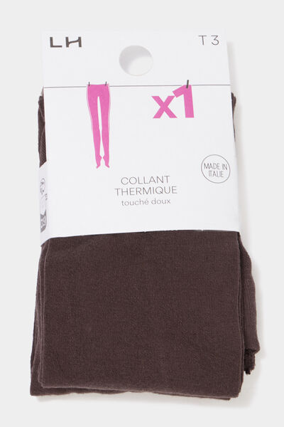 Collant thermique touch&eacute; doux marron fonc&eacute; femme