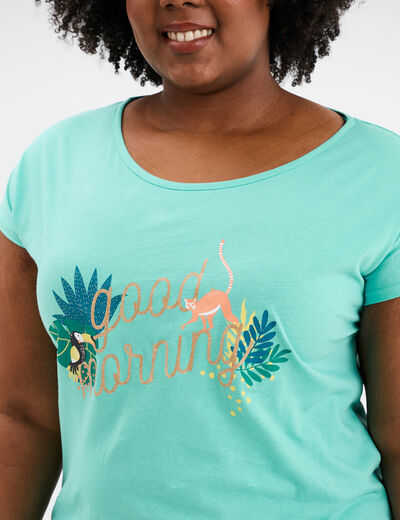 Chemise de nuit courte bleu turquoise femme grande taille