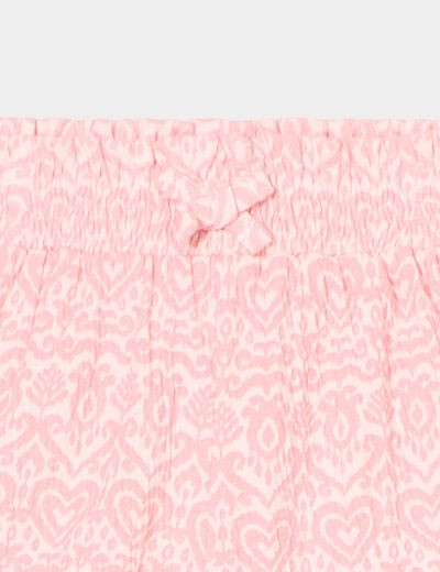 Short fluide taille smockée rose bébé fille