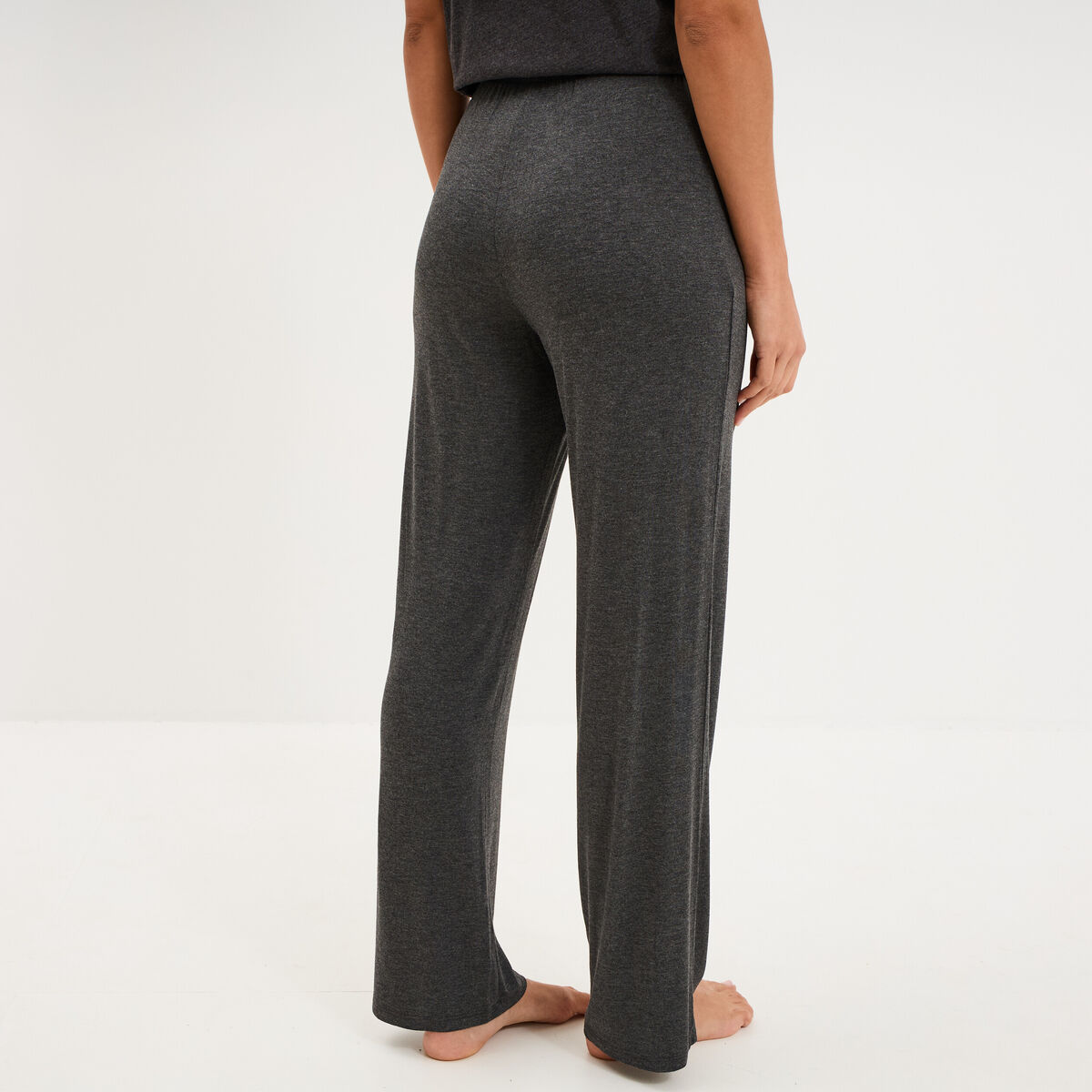 Pantalon fluide taille &eacute;lastiqu&eacute;e gris fonc&eacute; femme