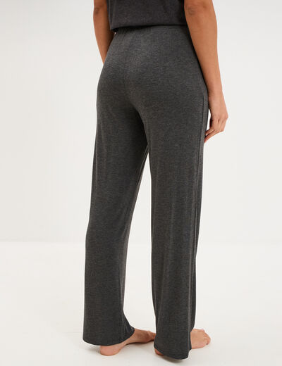 Pantalon fluide taille &eacute;lastiqu&eacute;e gris fonc&eacute; femme
