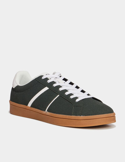 Tennis basses à lacets effet daim vert foncé homme