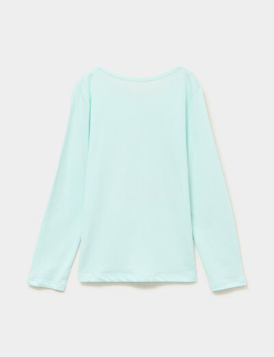 Ensemble pyjama pantalon coton bleu turquoise fille