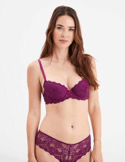Soutien-gorge emboîtant paddé dentelle rouge femme