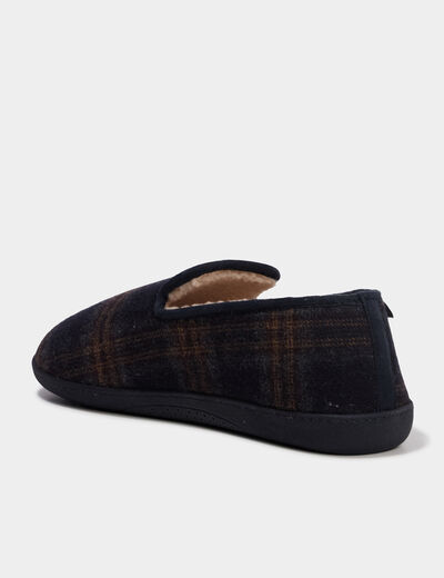 Chaussons fourr&eacute;s Isotoner bleu marine homme