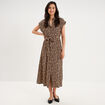 Robe chemise longue taille ajustable beige clair femme