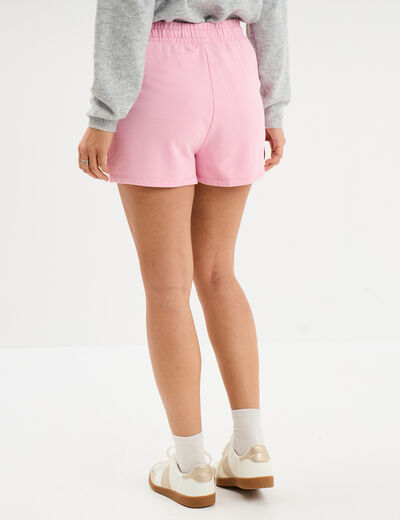 Short de jogging taille élastiquée rose pastel femme