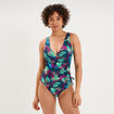 Maillot de bain une pi&egrave;ce crois&eacute; bleu p&eacute;trole femme