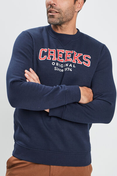 Sweat à col rond Creeks bleu marine homme