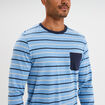 Ensemble pyjama 2 pièces coton bleu marine homme