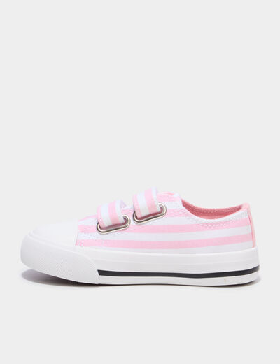 Tennis &agrave; scratchs en toile bout renforc&eacute; rose fille