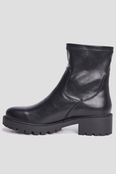 Bottines ranger crantées noir femme