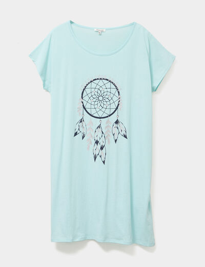 Chemise de nuit manches courtes bleu turquoise femme grande taille