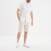 Chemise col mao lin mélangé blanc homme