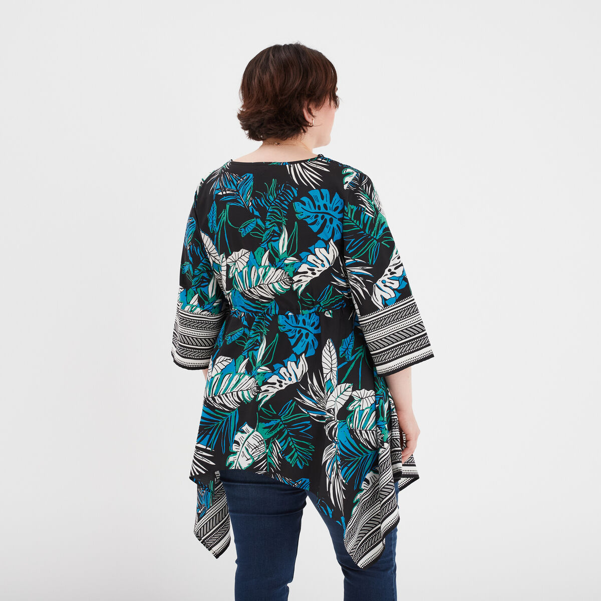 Tunique droite asymétrique noir femme grande taille