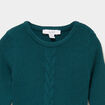 Robe tricot &eacute;vas&eacute;e manches longues vert canard b&eacute;b&eacute; fille