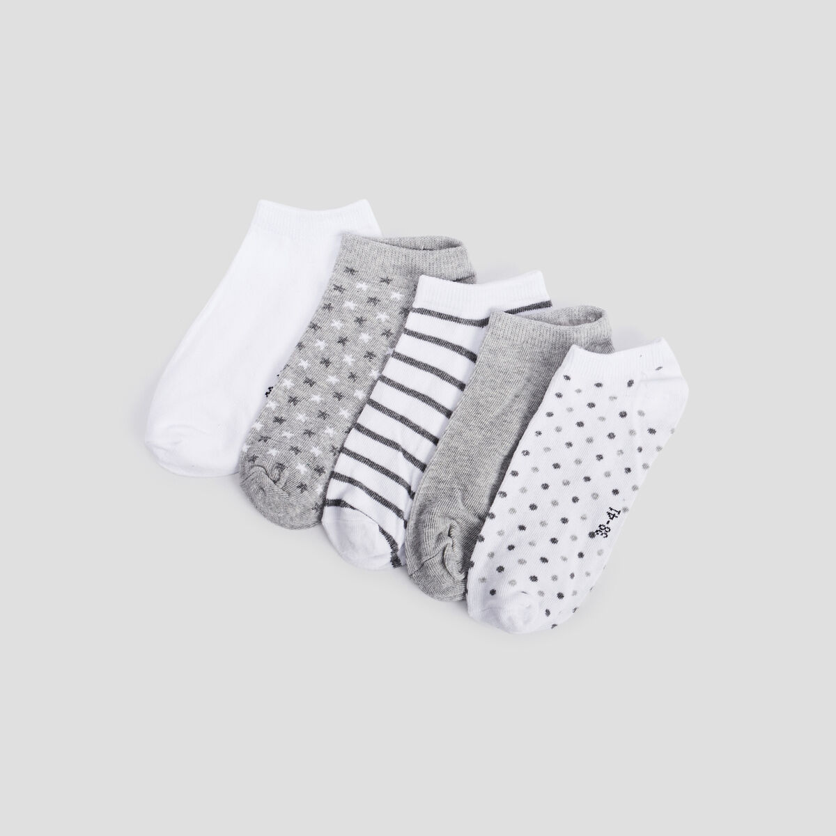 Lot 5 paires socquettes gris femme