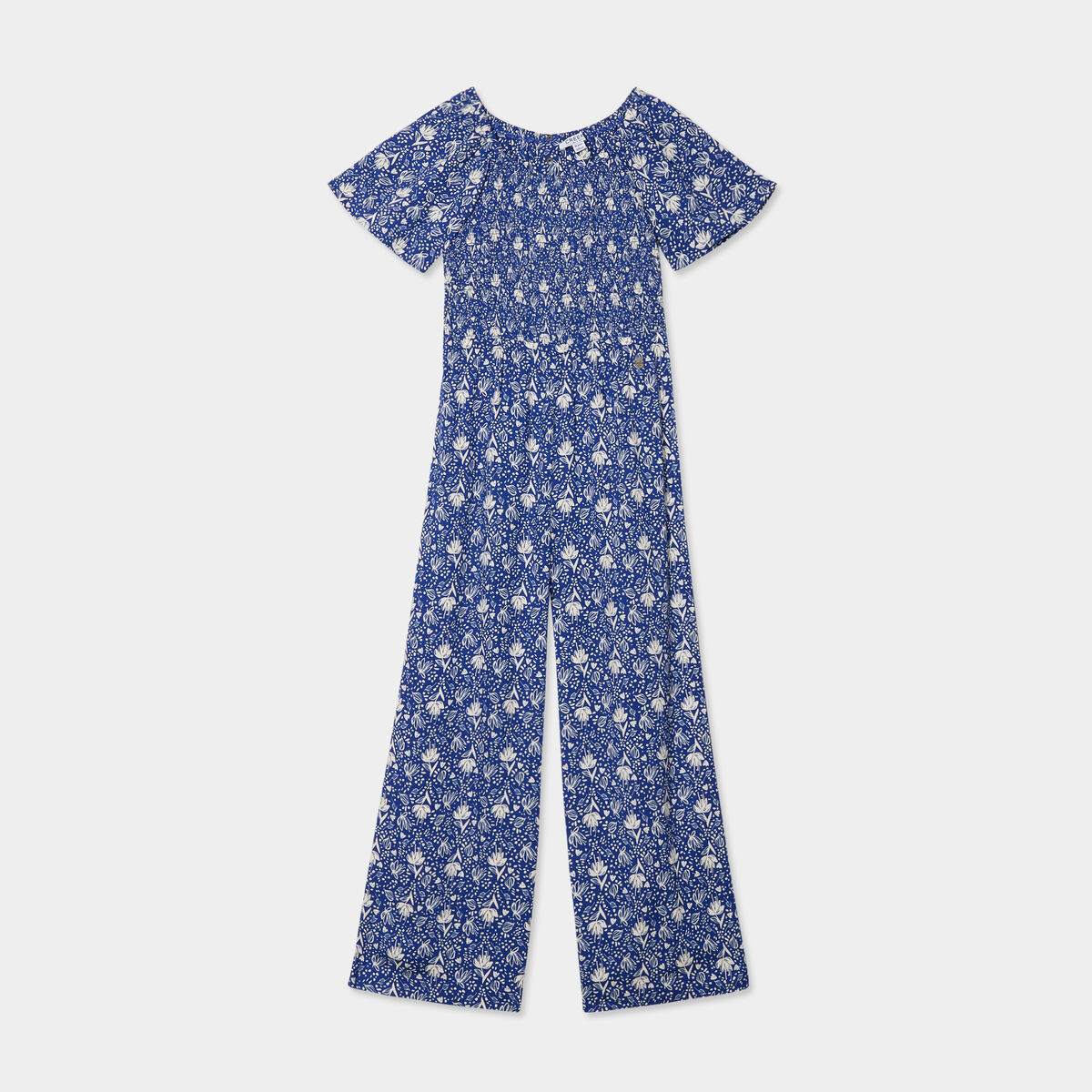 Combinaison pantalon manches courtes bleu roi fille