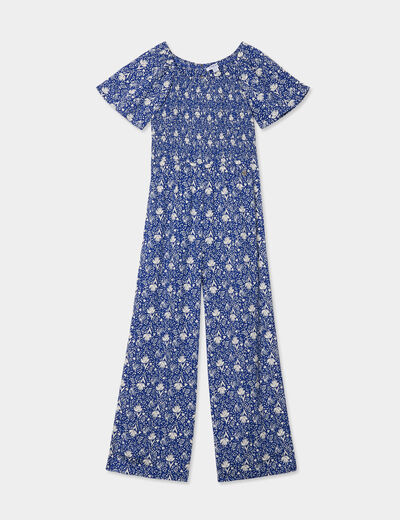 Combinaison pantalon manches courtes bleu roi fille