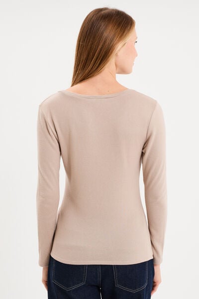 T-shirt thermique manches longues beige femme