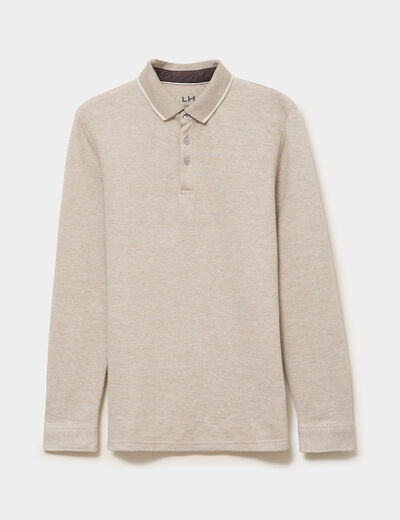 Polo manches longues gris clair homme