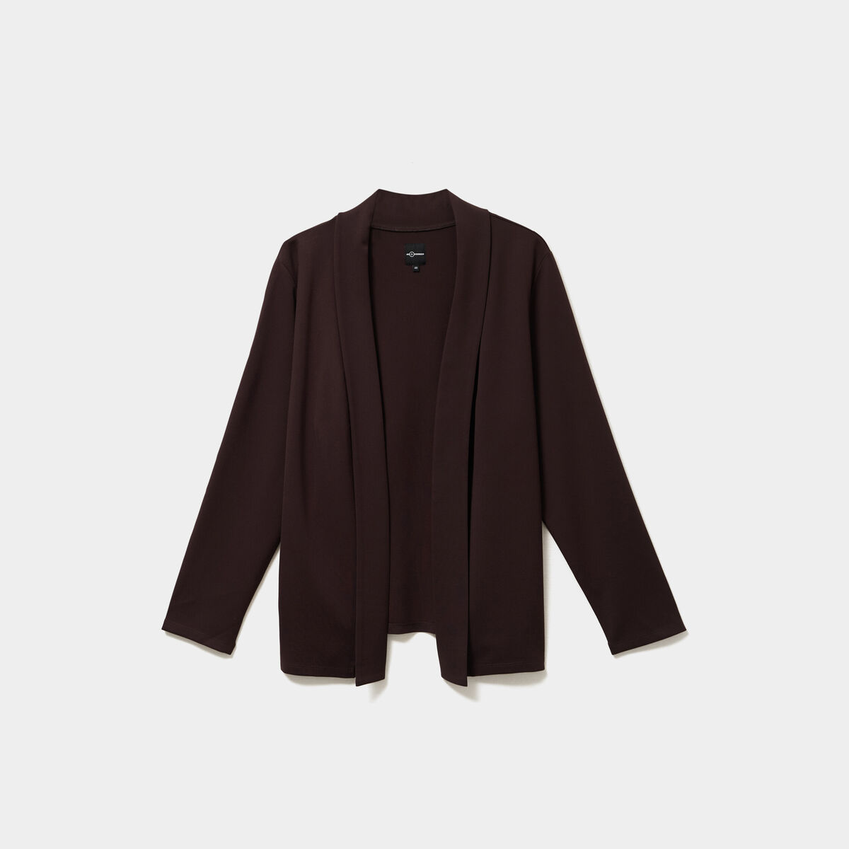 Veste courte col ch&acirc;le oversize marron fonc&eacute; femme grande taille