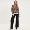 Pull col rond &agrave; manches longues beige clair femme
