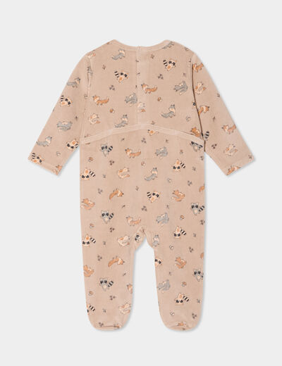 Dors-bien effet velours manches longues taupe b&eacute;b&eacute;