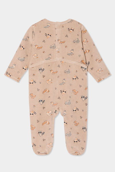 Dors-bien effet velours manches longues taupe b&eacute;b&eacute;