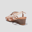 Sandales compensées bijoux et perles sable femme