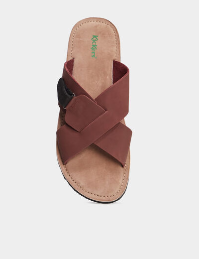 Sandales en cuir marron homme