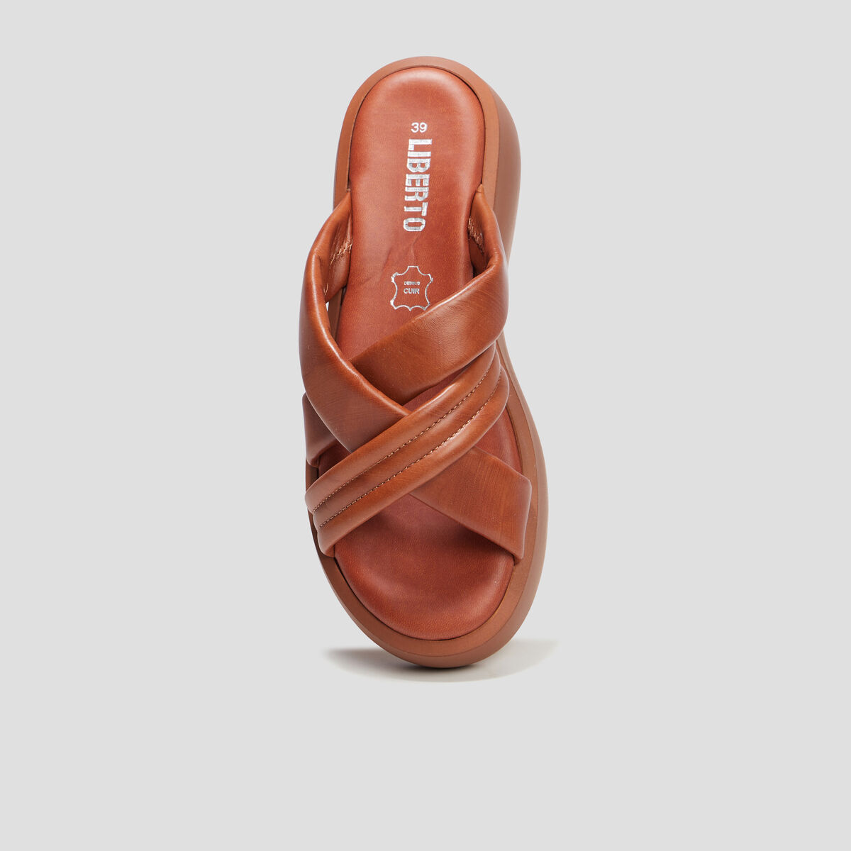Mules compensées en cuir Liberto marron femme