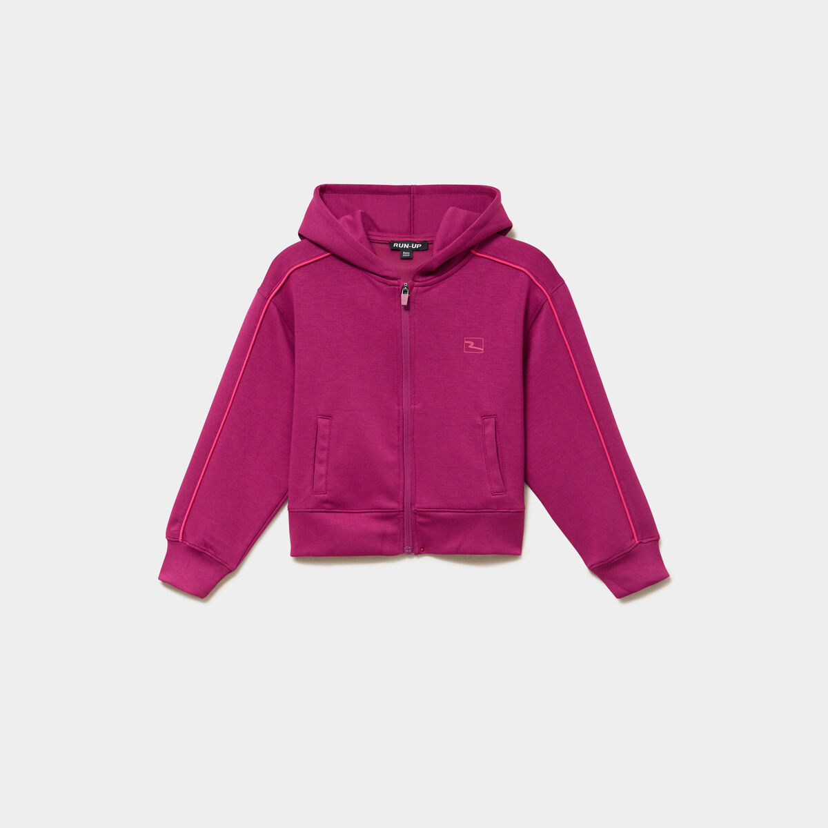 Sweat zipp&eacute; stretch &agrave; capuche violet fille