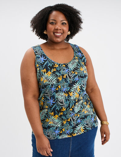 Débardeur ajusté sans manches coton noir femme grande taille