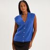 Gilet sans manches col en V bleu roi femme