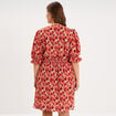 Robe longueur genou smock&eacute;e col V rouge coquelicot femme grande taille