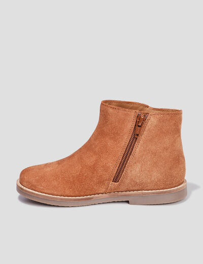 Bottines à volants en cuir camel fille