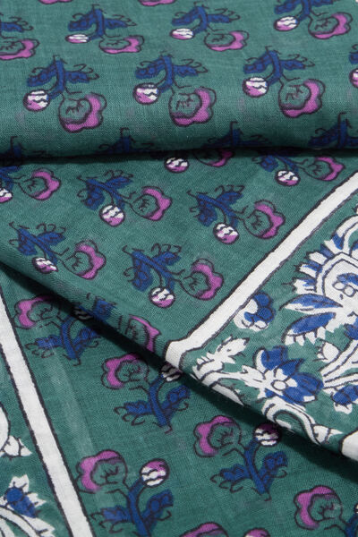 Foulard carr&eacute; coton vert femme
