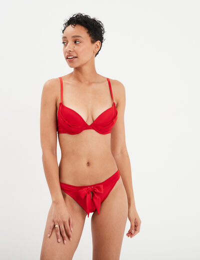 Soutien-gorge push-up paddé effet satin rouge femme