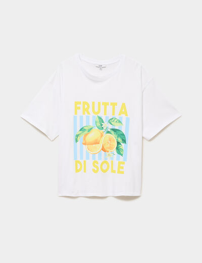 T-shirt avec manches courtes droit coton blanc femme grande taille