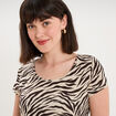 T-shirt coton imprim&eacute; coupe ajust&eacute;e beige clair femme