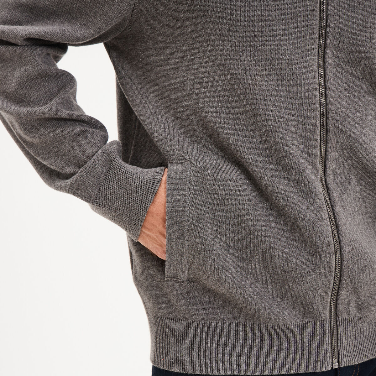 Gilet zipp&eacute; col teddy gris homme