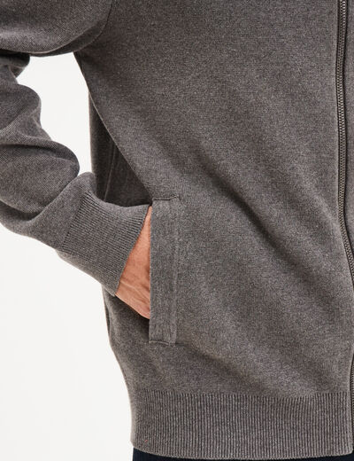 Gilet zipp&eacute; col teddy gris homme